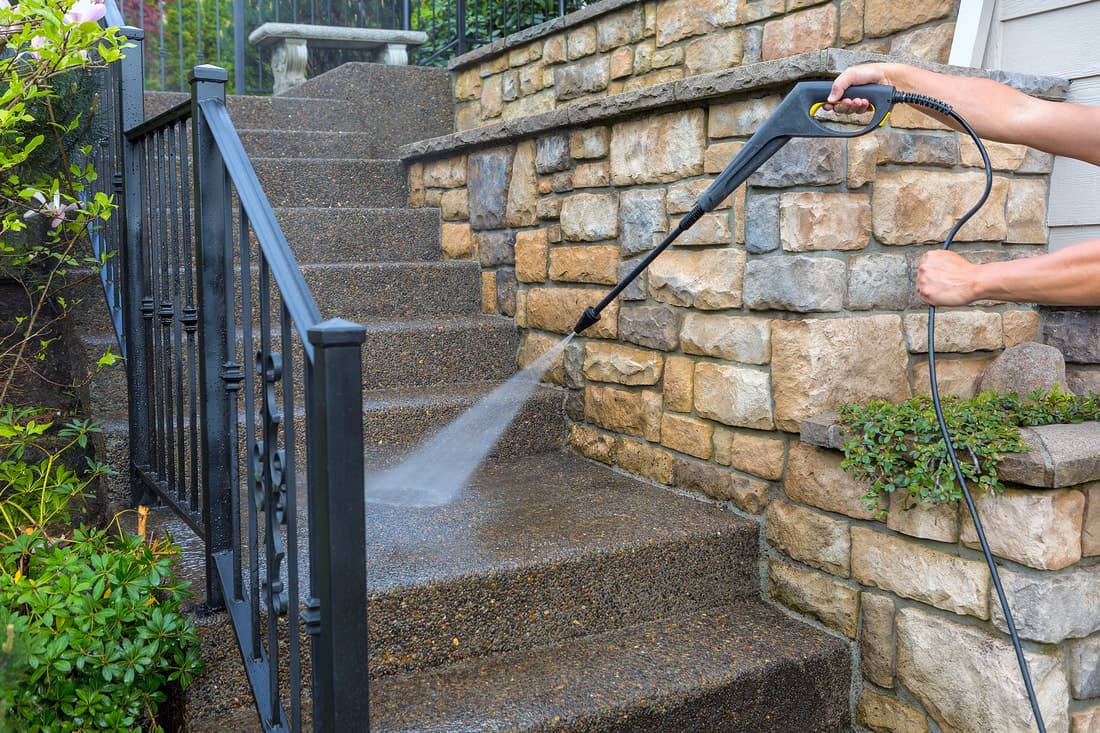 Parking lot and garage pressure washing